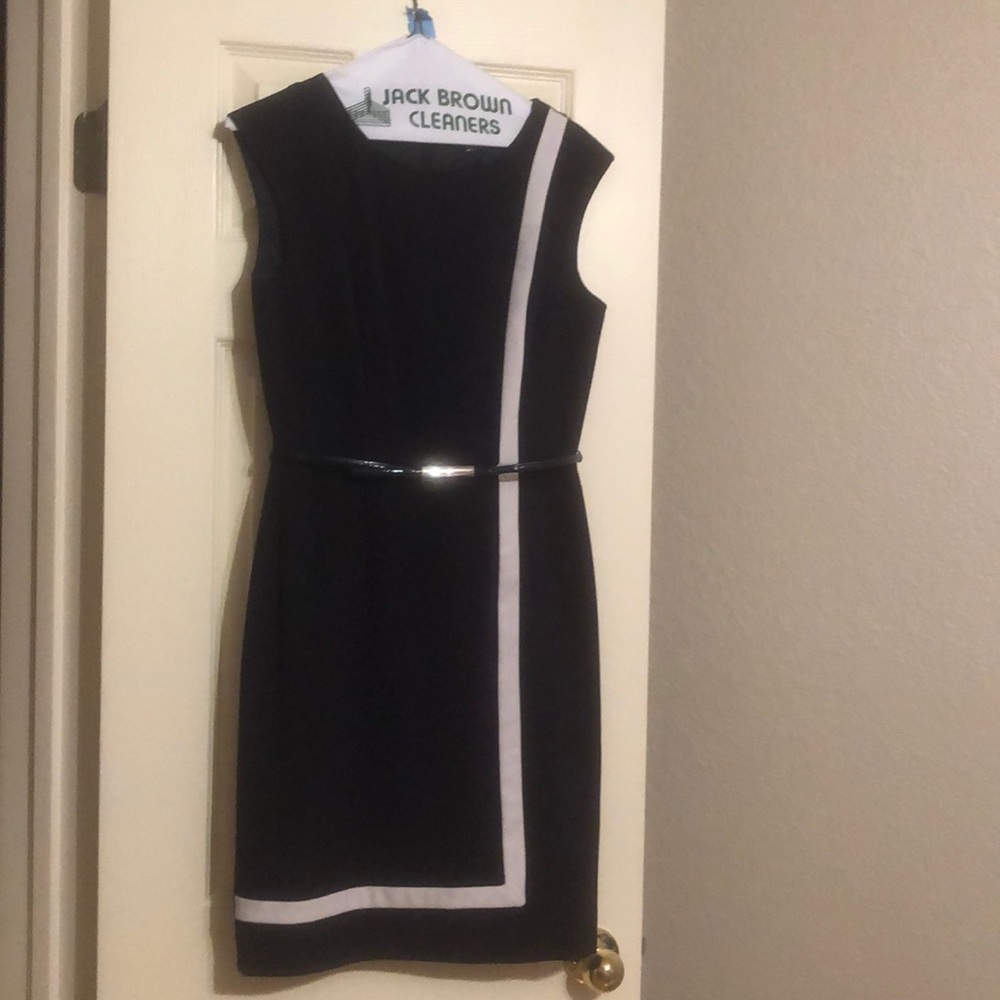 Navy Calvin Klein Wrap Dress with White Accents